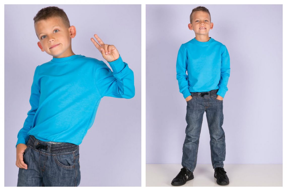Kolekcja basic dla chłopca z modną bluzą w kolorze niebieskim