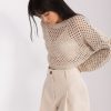 Janobeżowy krótki sweter letni o kroju oversize